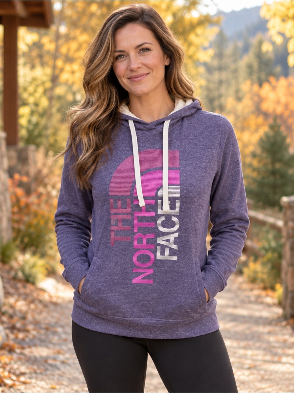 The North Face Women’s S Purple Pink Logo Pullover Hoodie Cotton Blend